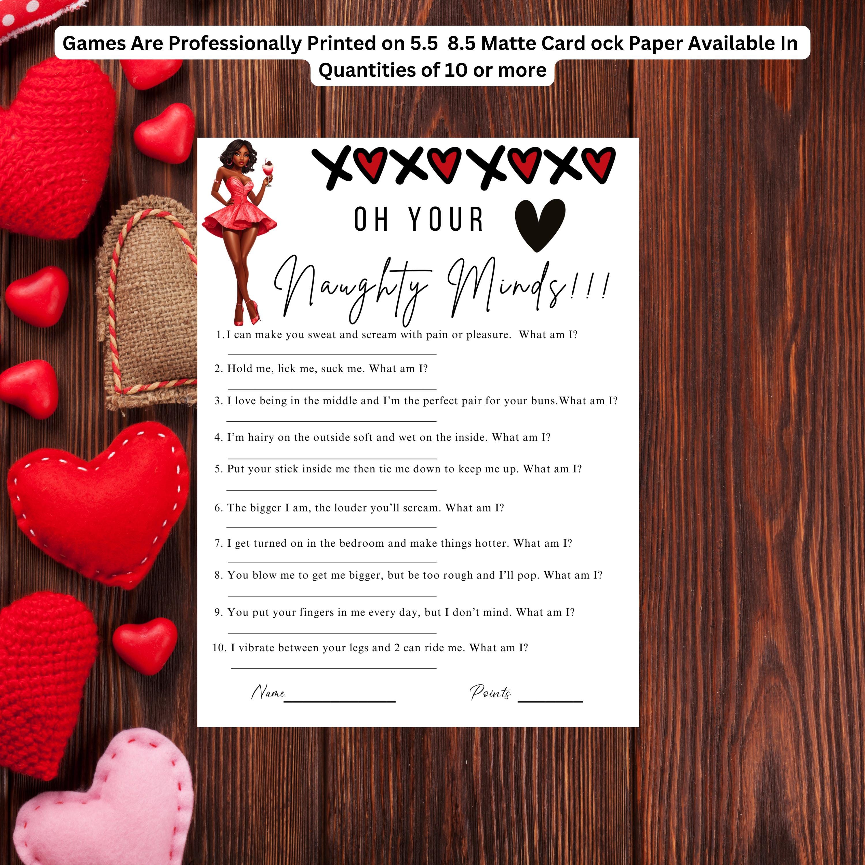 American Girls Night Games, Dirty Minds Game, Naughty Minds, Bachelorette Party Games, Bridal Shower Games, Galentines Games, African American, Baby Shower Games instant download, printable